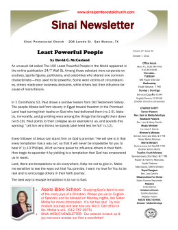 Sinai Newsletter - Sinai Pentecostal Church