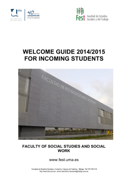 WELCOME GUIDE 2014/2015 FOR INCOMING STUDENTS
