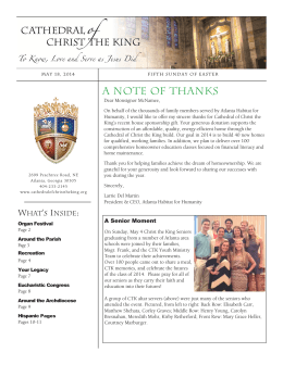 A note of thanks - Cathedral of Christ the King