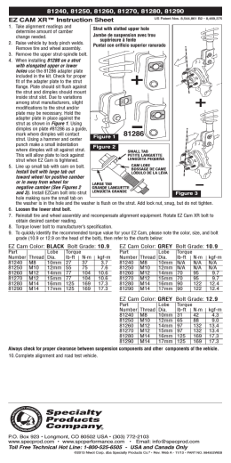 EZ CAM XR™ Instruction Sheet 81240, 81250, 81260, 81270