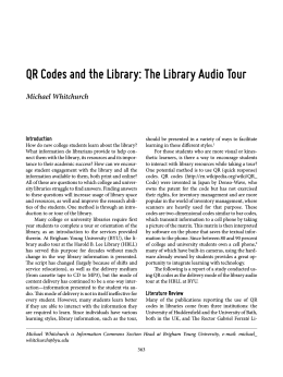QR Codes and the Library: The Library Audio Tour