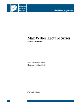 Max Weber Lecture Series - Cadmus Home