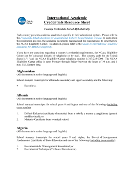 International Academic Credentials Resource Sheet