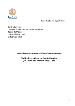 Tutor: Profesora Inger Enkvist Sandra Carreño Curso de Master