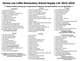Donna Lee Loflin Elementary School Supply List 2015-2016