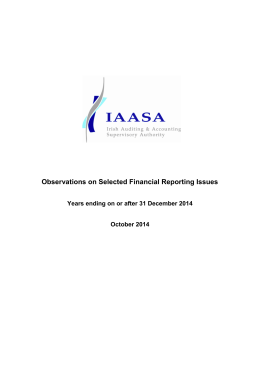 Observations on selected financial reporting issues issuers