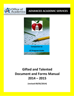 Gifted and Talented Document and Forms Manual