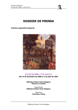 DOSSIER DE PRENSA - Biblioteca Museu Víctor Balaguer