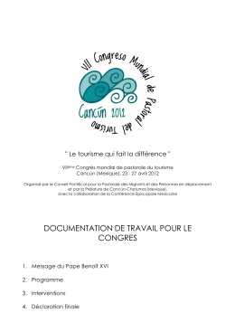 DOCUMENTATION DE TRAVAIL POUR LE CONGRES