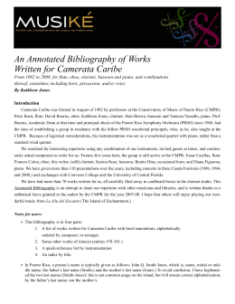 An Annotated Bibliography of Works Written for Camerata Caribe