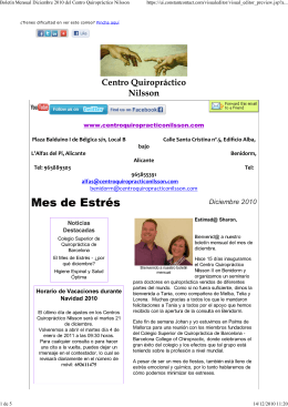 Boletín Mensual Diciembre 2010 del Centro Quiropráctico Nilsson