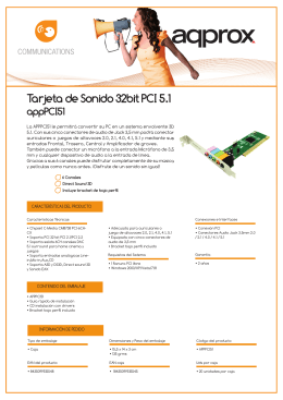 Tarjeta de Sonido 32bit PCI 5.1 appPCI51