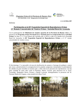 Informe 84° Exposición Ovinos - Ministerio de Asuntos Agrarios