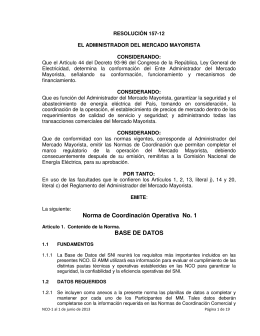 Norma de Coordinación Operativa No. 1, junio 2013
