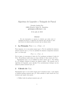 Algoritmo de Legendre y Triángulo de Pascal