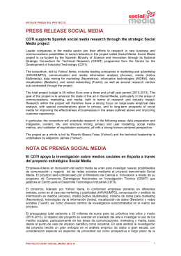 PRESS RELEASE SOCIAL MEDIA NOTA DE PRENSA SOCIAL