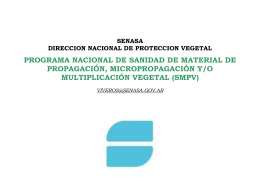 PROGRAMA NACIONAL DE SANIDAD DE MATERIAL DE