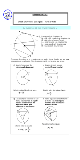 GUÍA DE MATEMÁTICA Unidad : Circunferencia y sus ángulos