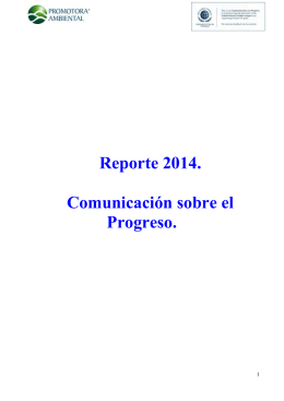Reporte Anual de Comunicación sobre el Progreso 2014