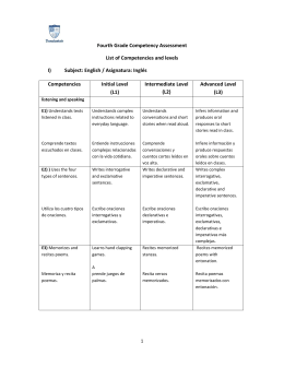 Fourth Grade Competency Assessment List of Competencies and