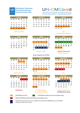 UN-CMCoord Training and Partnership Programme Calendar of