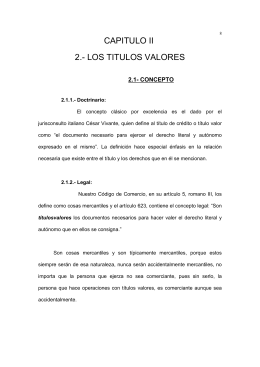CAPITULO II 2.- LOS TITULOS VALORES
