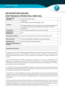 Position Details JOB DESCRIPTION (ENGLISH) CHIEF