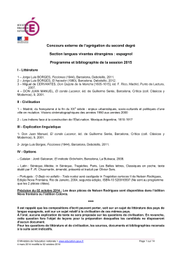 Programme de l`agrégation externe d`espagnol de la session 2015