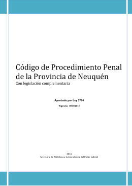 Código de Procedimiento Penal de la Provincia de Neuquén