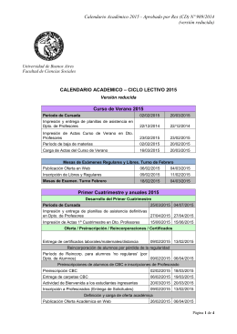 Calendario Académico 2015 - Universidad de Buenos Aires