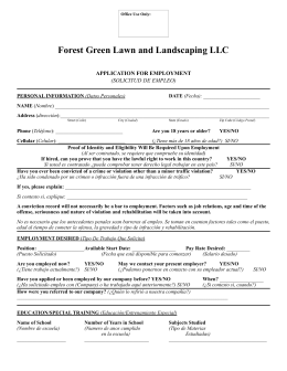 Forest Green Application for Employment