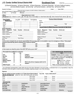J.O. Combs Unified School District #44 Enrollment Form