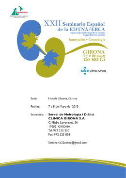 Sede: Hotels Ultonia, Girona Fechas: 7 y 8 de Mayo