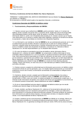Términos y Condiciones del Servicio Mobile Visa Banco Hipotecario.