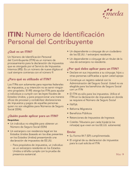 ITIN: Numero de Identificación Personal del Contribuyente