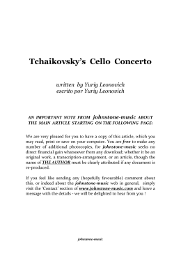 Tchaikovsky`s Cello Concerto - Johnstone