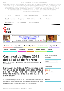 Carnaval de Sitges 2015 del 12 al 18 de febrero