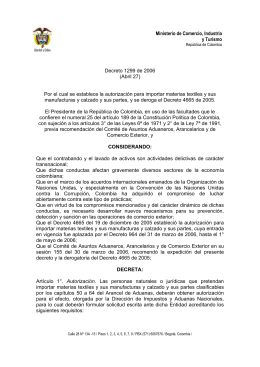 Ministerio de Comercio, Industria y Turismo Decreto 1299 de 2006