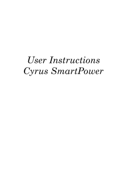 User Instructions Cyrus SmartPower