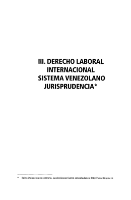 ui. derecho laboral internacional sistema venezolano jurisprudencia
