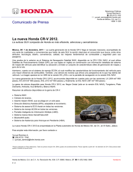 Comunicado de Prensa La nueva Honda CR