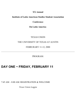 XX Annual ILASSA Student Conference, February 11