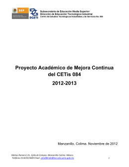 Proyecto Académico de Mejora Continua del CETis 084 2012-2013