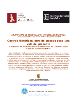 Programa de las XII Jornadas de Investigación histórica de Menorca