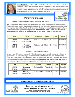 New students are welcome anytime. Parenting Classes