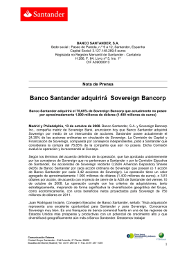 Banco Santander adquirirá Sovereign Bancorp