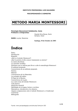 METODO MARIA MONTESSORI - Resumen