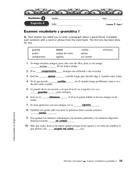 Examen: vocabulario y gramática 1 - Hatboro