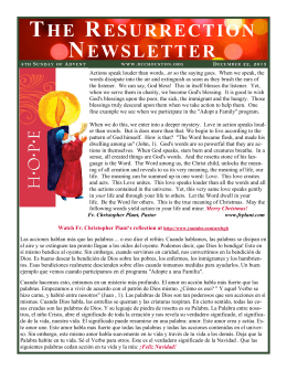 the resurrection newsletter - Resurrection Catholic Community