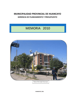 Memoria Anual 2010 - Municipalidad Provincial de Huancayo